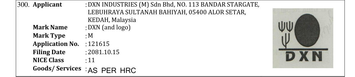 Original bulletin entry for DXN (and logo)