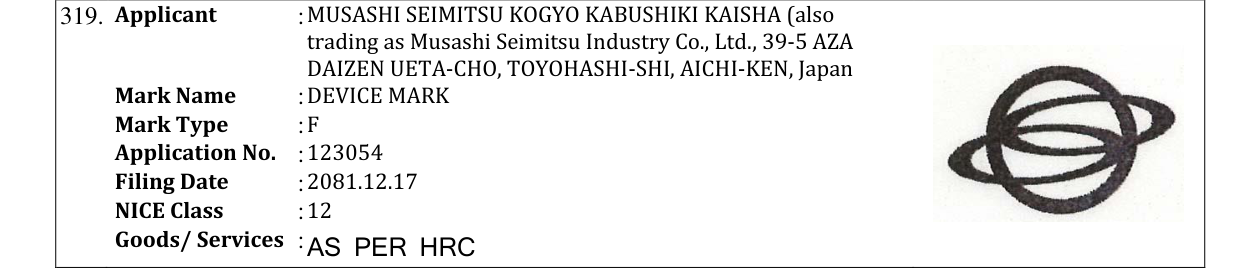 Original bulletin entry for DEVICE MARK