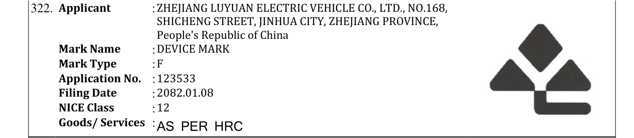 Original bulletin entry for DEVICE MARK