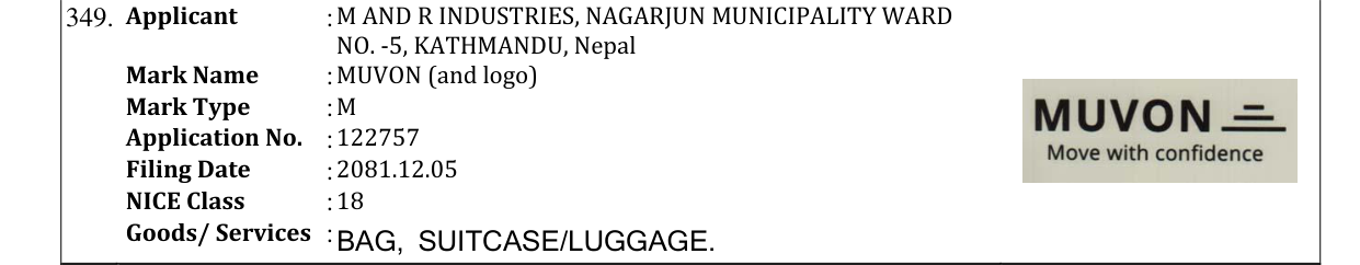 Original bulletin entry for MUVON (and logo)
