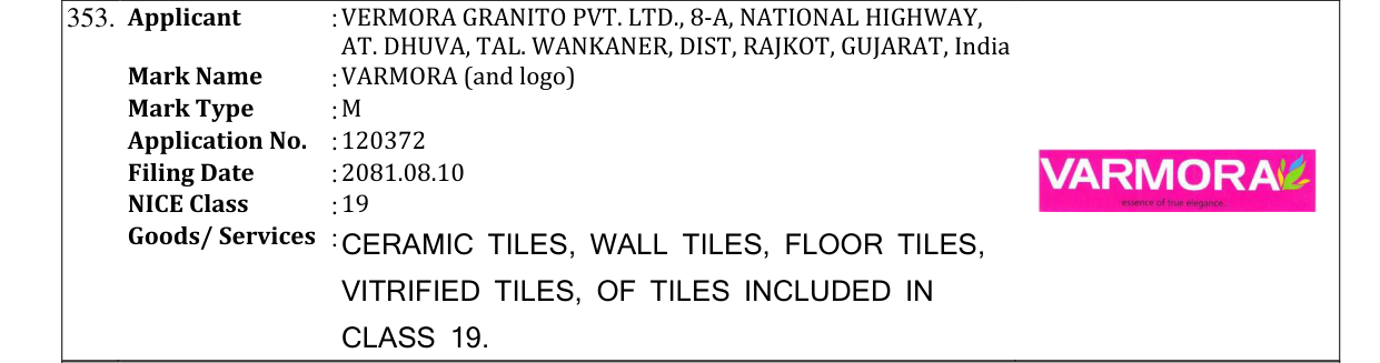 Original bulletin entry for VARMORA (and logo)
