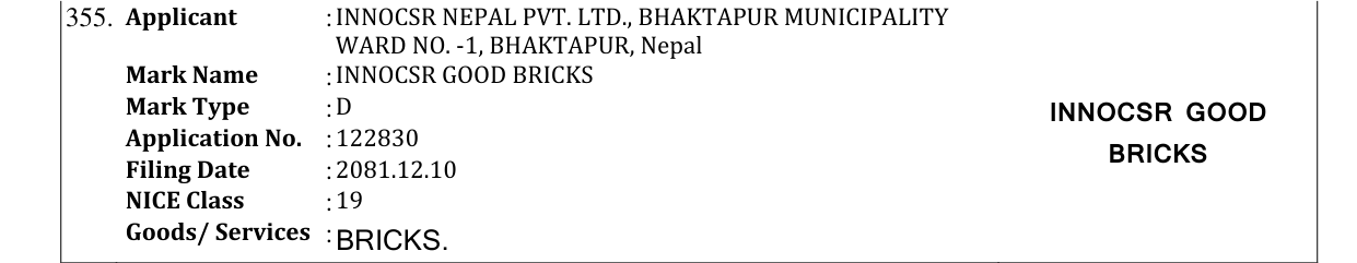 Original bulletin entry for INNOCSR GOOD BRICKS